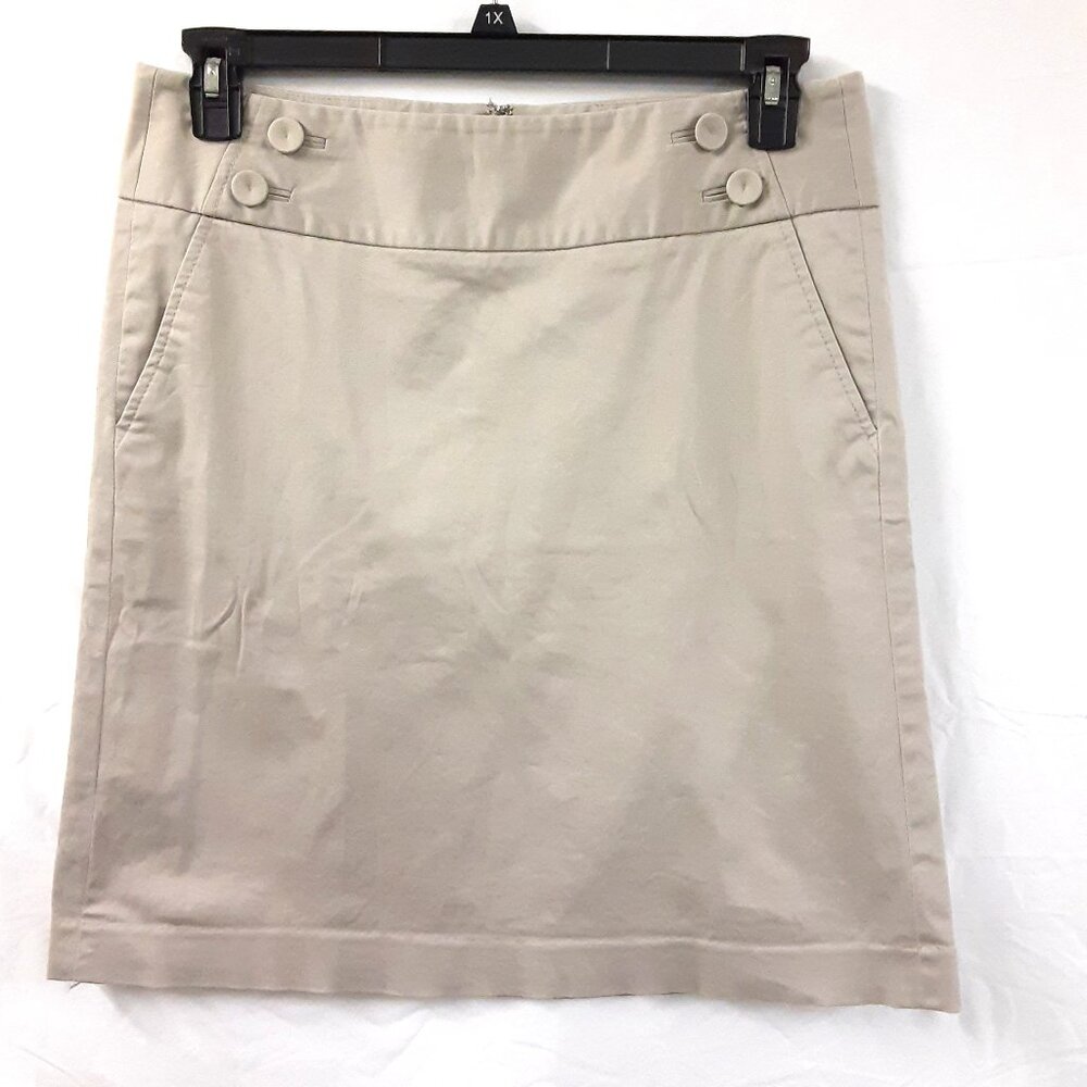 The Limited Womans Skirt Sz 10, Beige, Zip/Hook Closure Lined Pocket Knee Length
